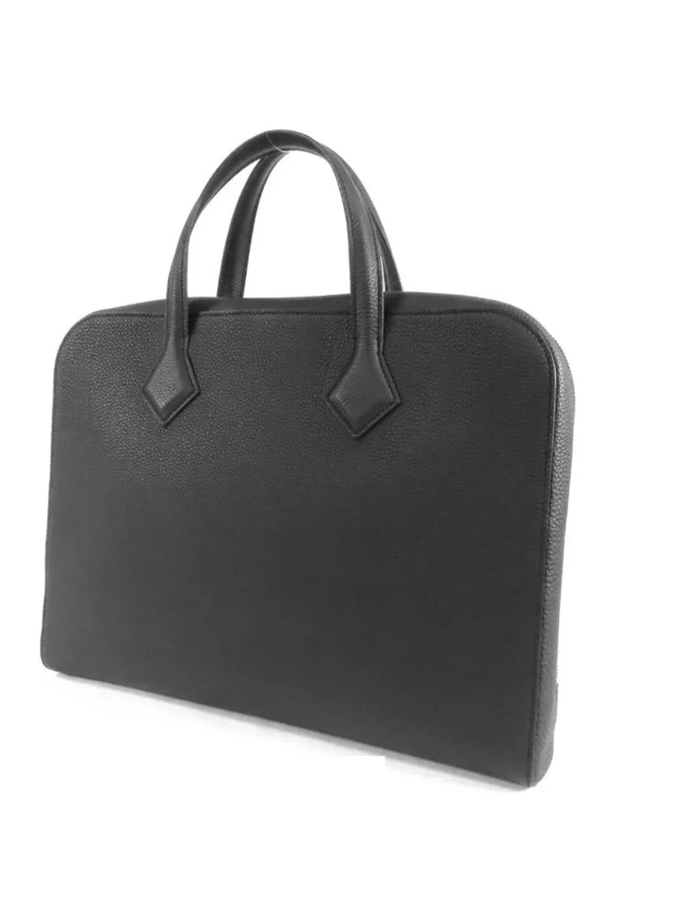 Hermes Victoria Light Noir Black Silver Togo Briefcase Business